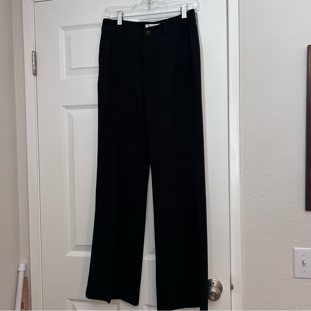 CAbi Black Trousers Structured Straight-Leg